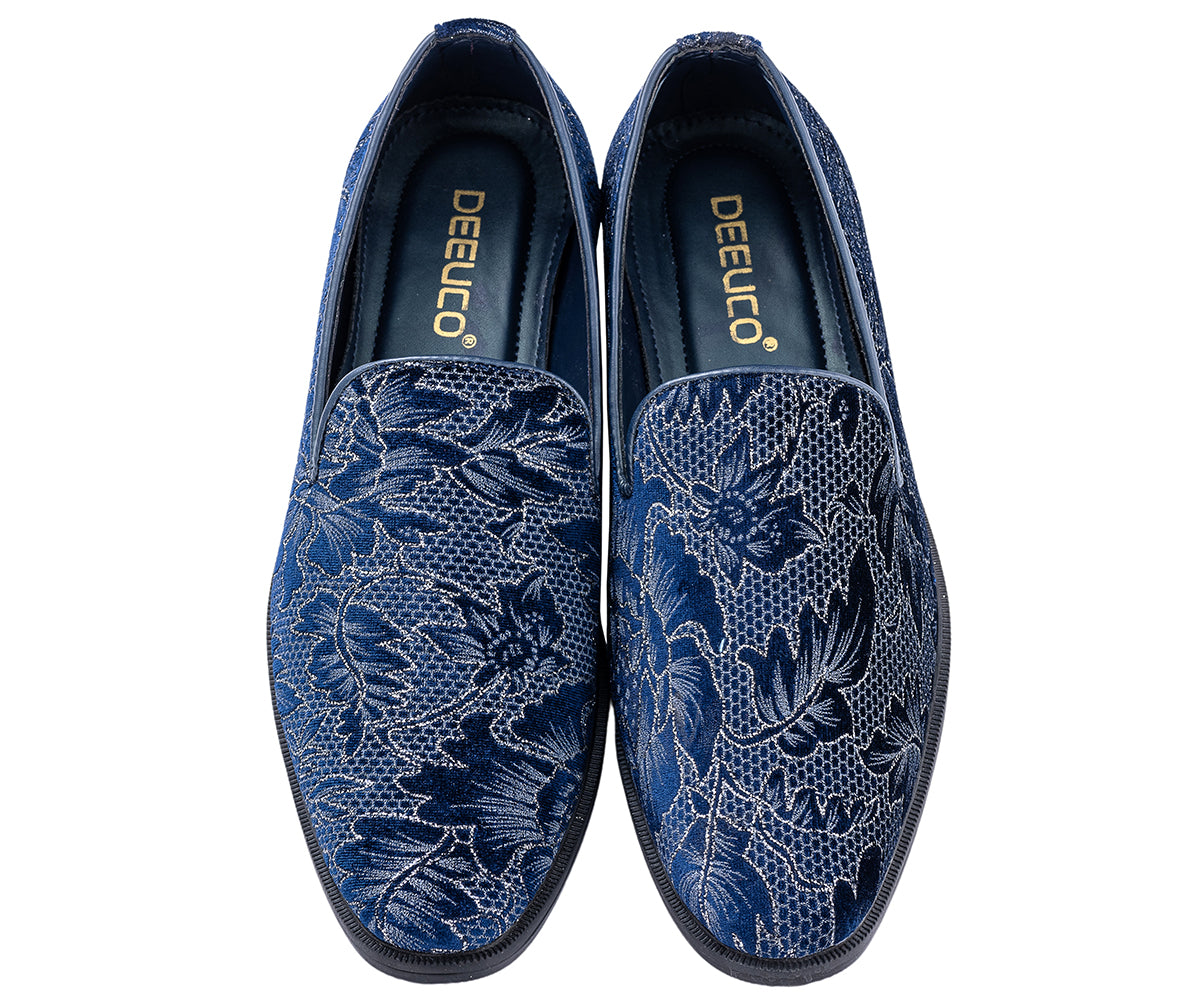 Men's Ethnic Premium Navy Blue Velvet Nagra/Shoes/jutti