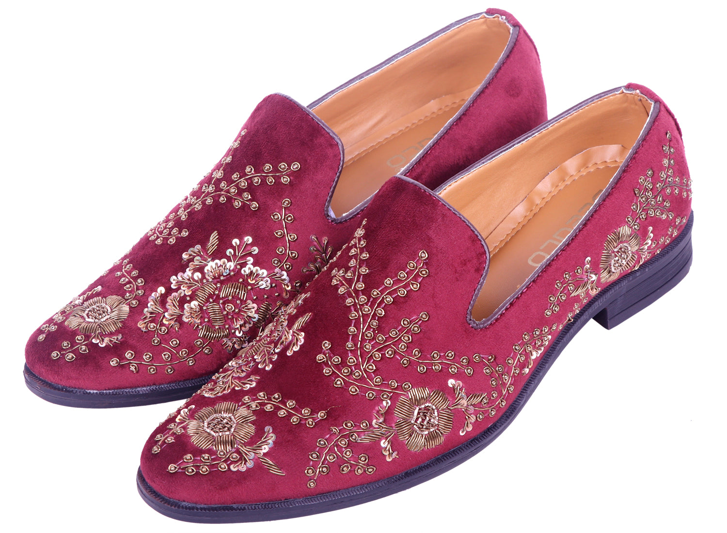 Deeuco Premium Maroon Velvet Hand Zardozi embroidery Jutti