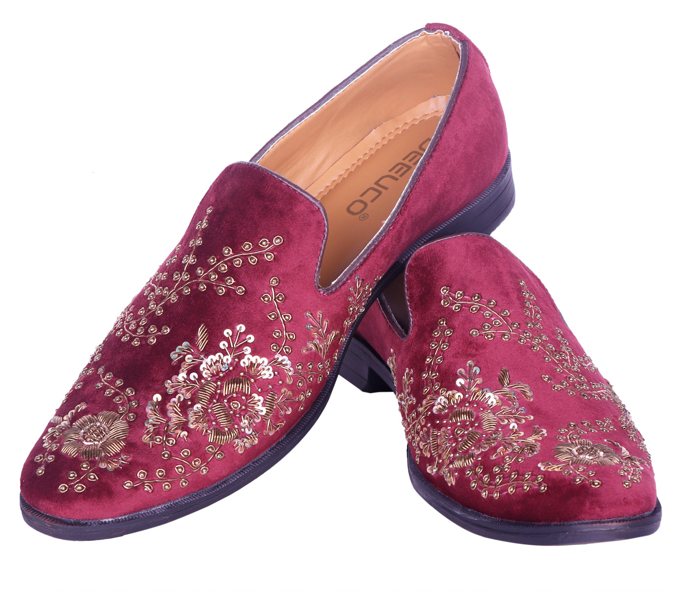 Deeuco Premium Maroon Velvet Hand Zardozi embroidery Jutti